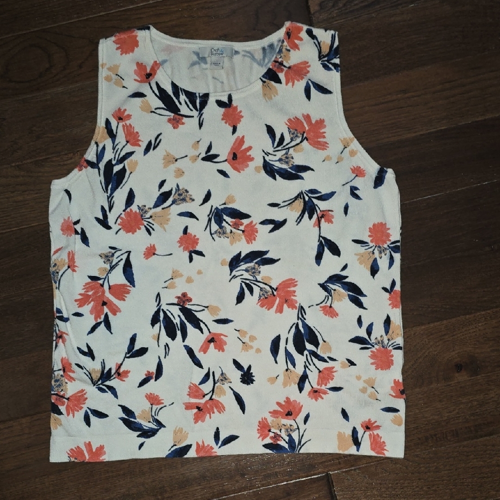 Croft & Barrow Floral Print Top - Coral, Navy, Cream